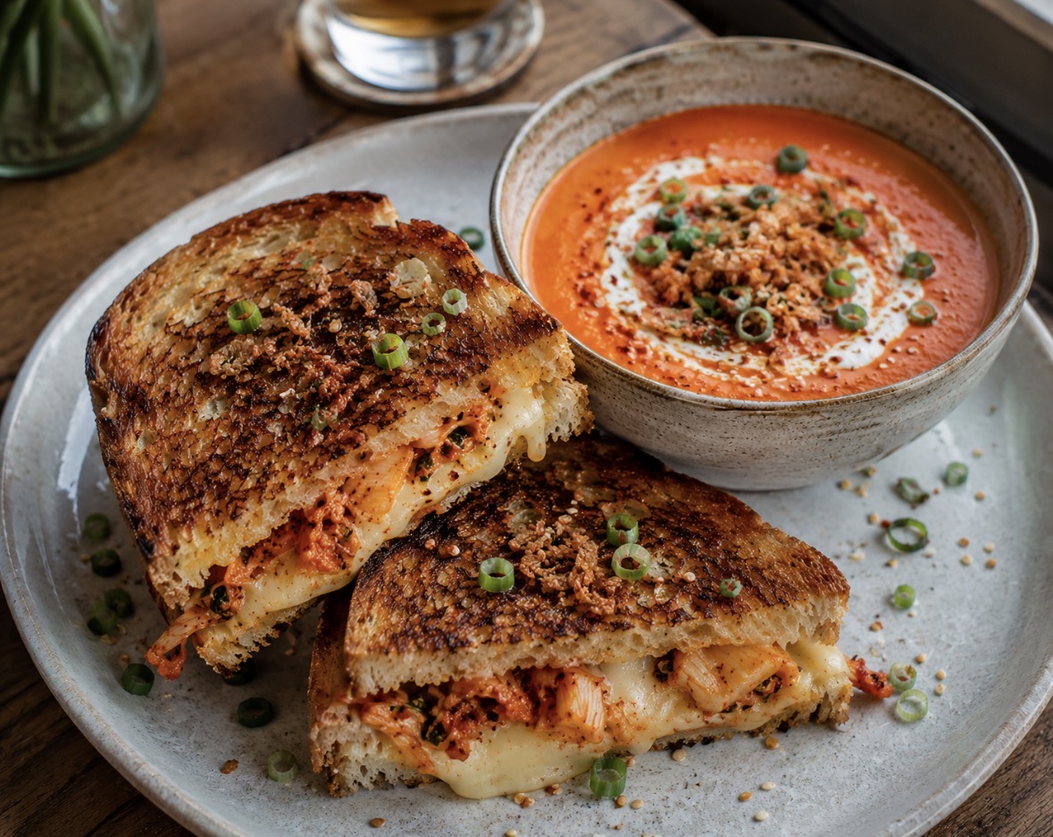 Crispy-Kimchi-Grilled-Cheese-With-Gochujang-Tomato-Soup